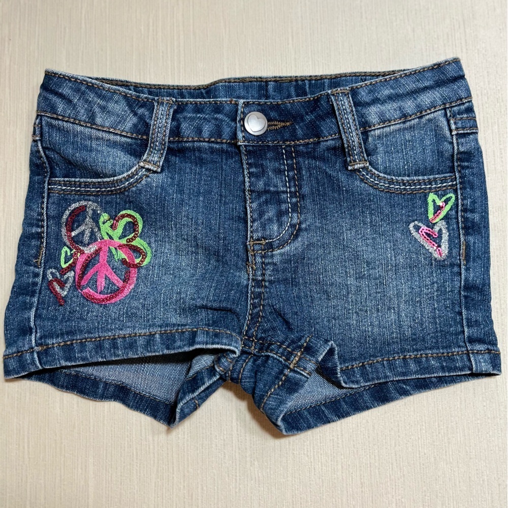Piper Baby Jean Shorts with Colorful Accents - Baby Girls 24 months Denim